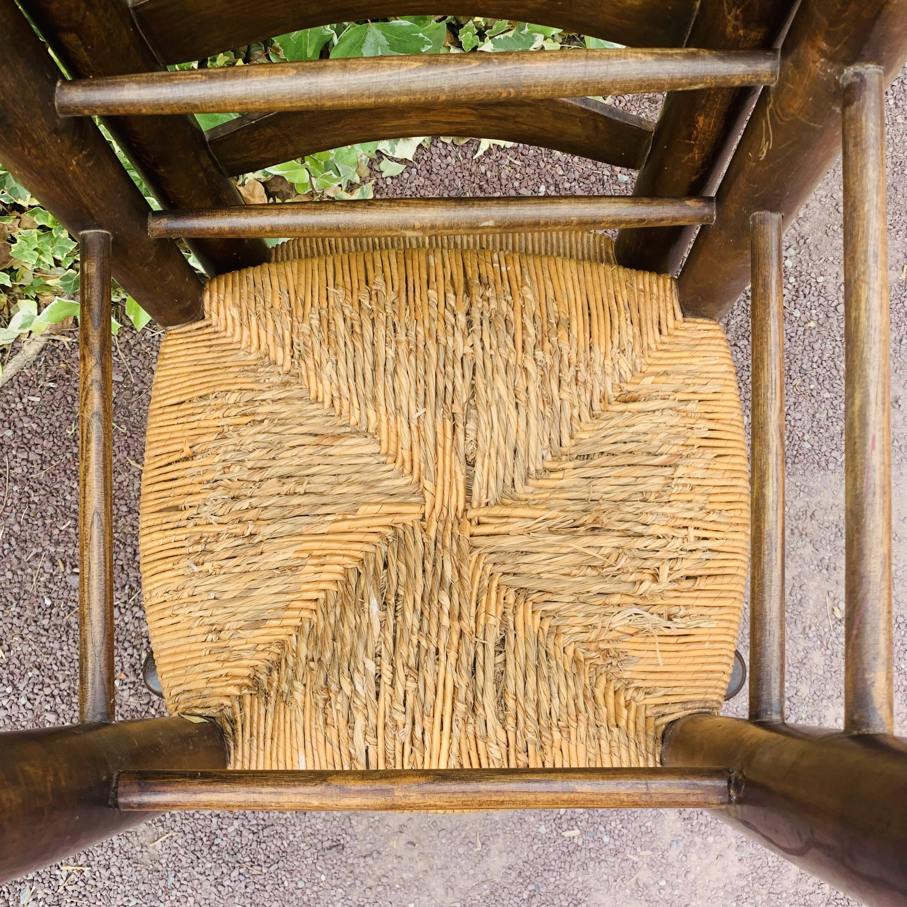 Paire de chaises bois et paillage