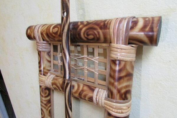 Miroir bambou et osier tressé rectangulaire