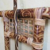 Rectangular bamboo and woven wicker mirror