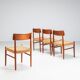 Set of four Danish dining chairs in teak and paper cord, Denmark, 1960