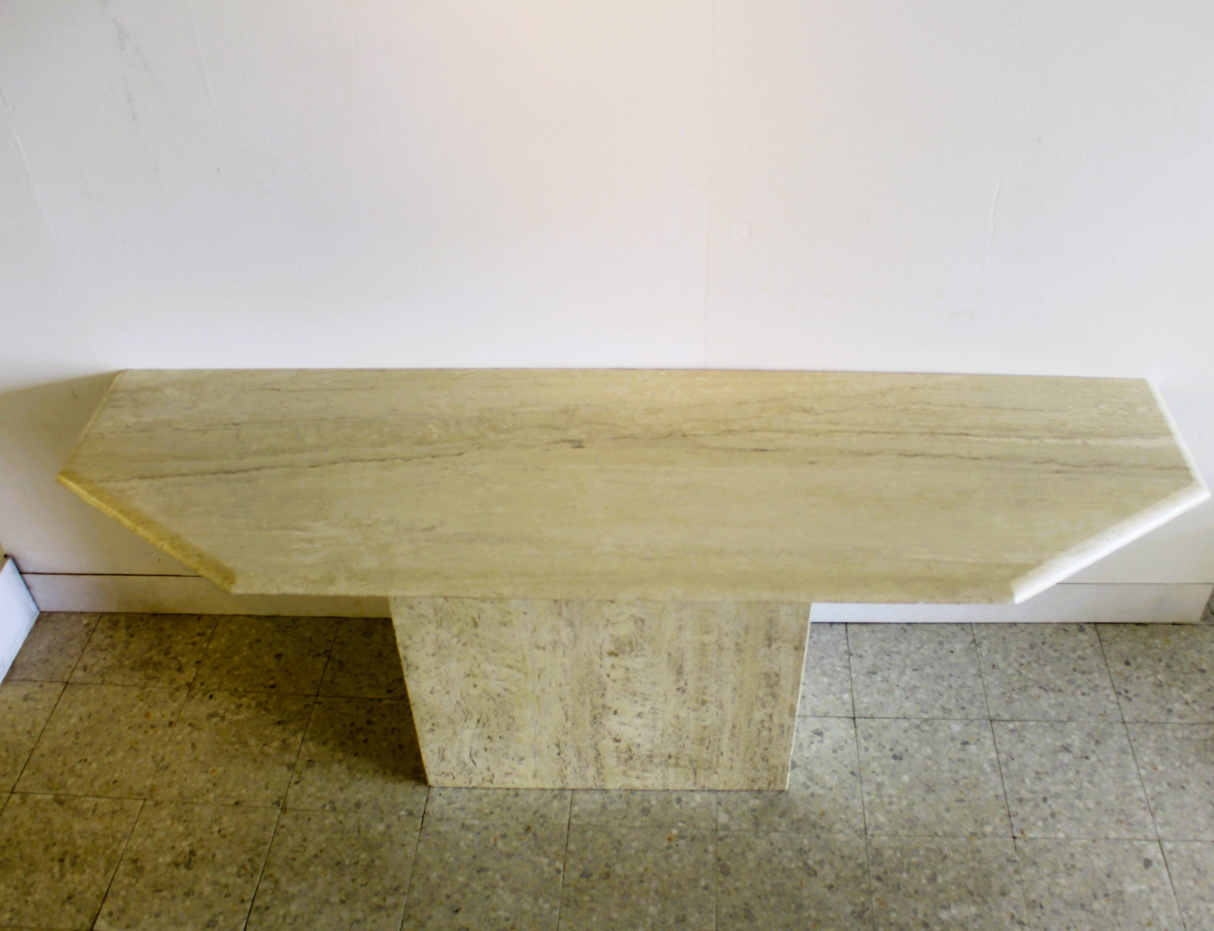 Very large travertine console, Italy, 1970s.
