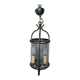 Ancienne suspension lanterne laiton 2 lumières + cylindre verre vintage