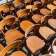 Lot of 60 wooden bistro chairs from the Baumann 1970s