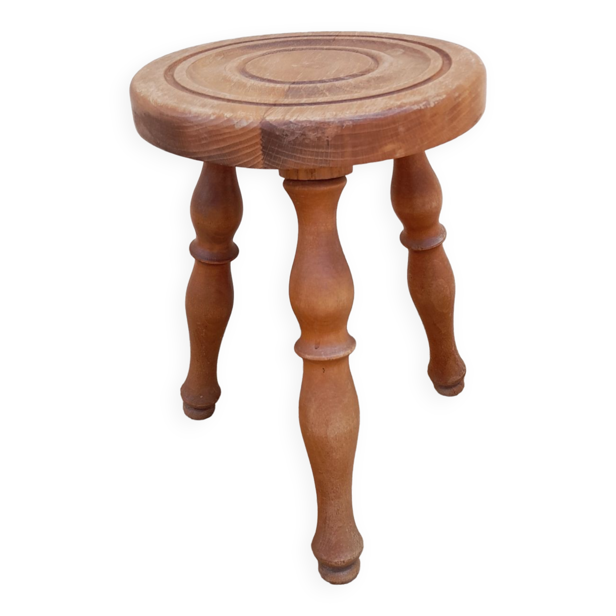 Old small farm stool, tripod, 1950's