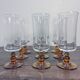 Set of 9 Vintage Amber Stemmed Glasses – 1970s