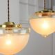 Mid-century Italian Brass and Glass Pendant Lamps, set of 2