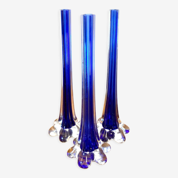 Lot de 3 vases soliflore bleu