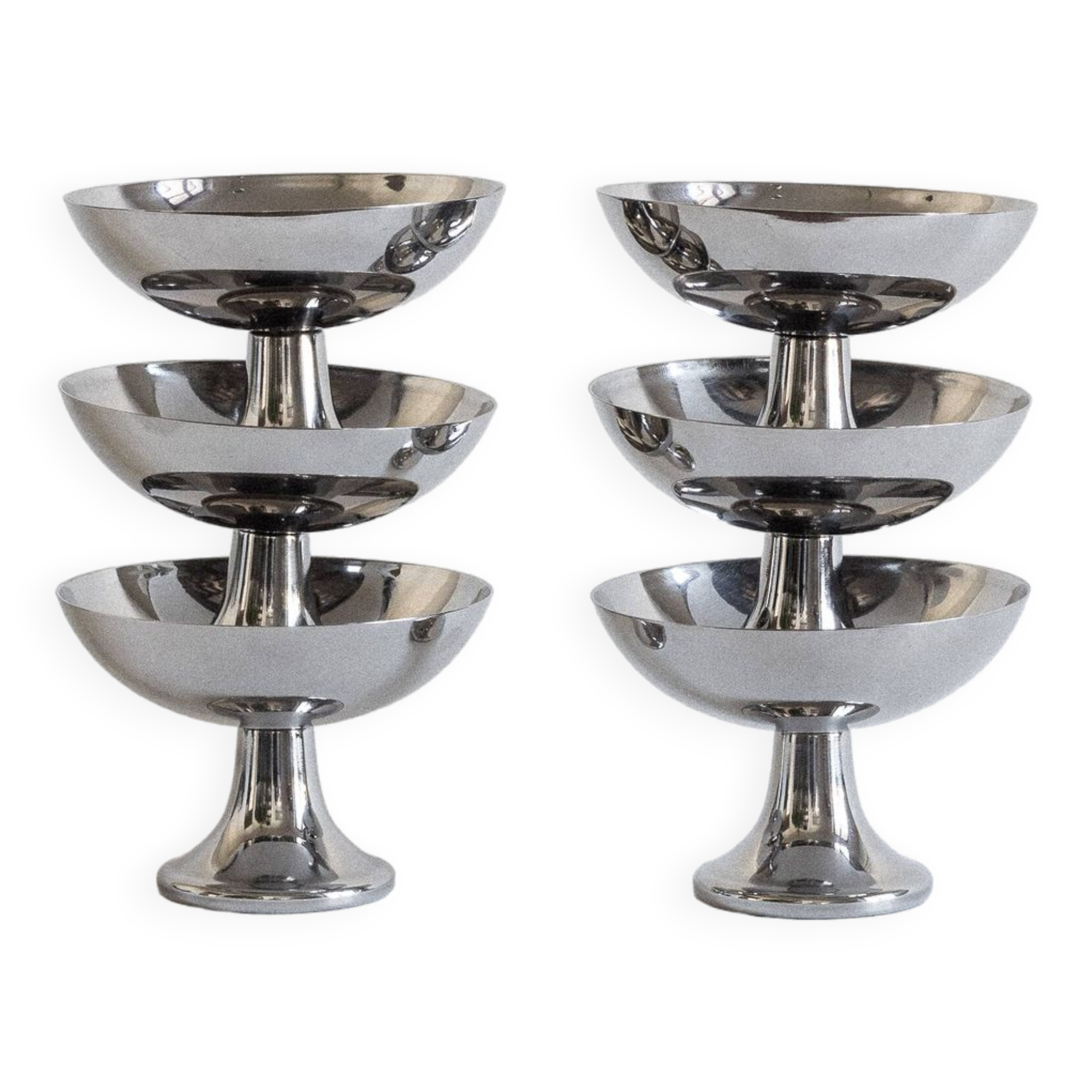 Set of six ice cream cups, Alfra Alessi, Italy, 1950s/70s