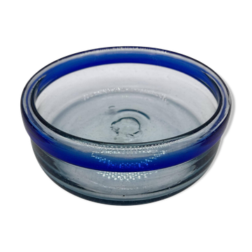 Big Decorative clear and blue Murano sommerso glass Bowl