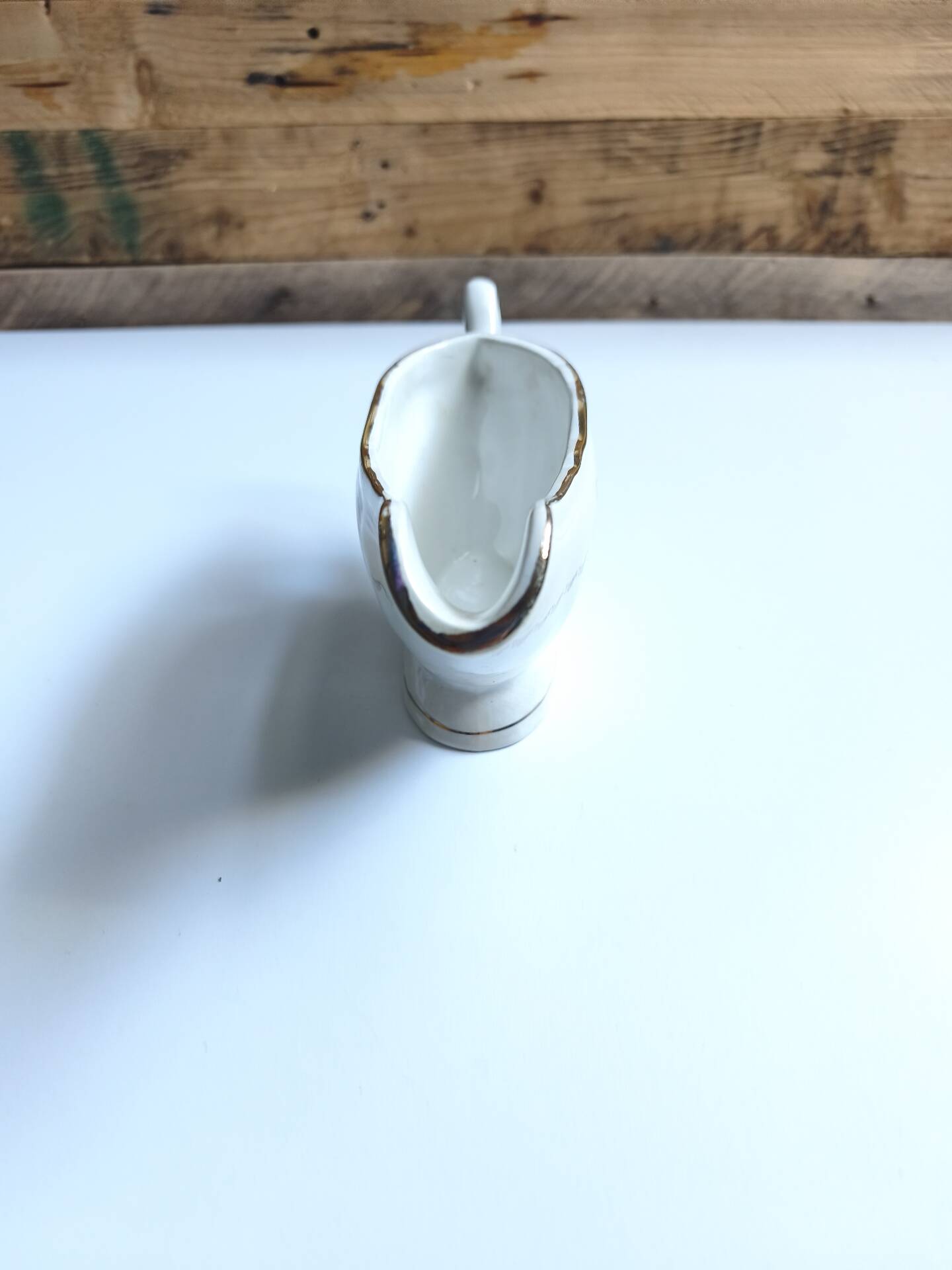 Vintage sauce boat L'Amandinoise model Paola white cream flowers