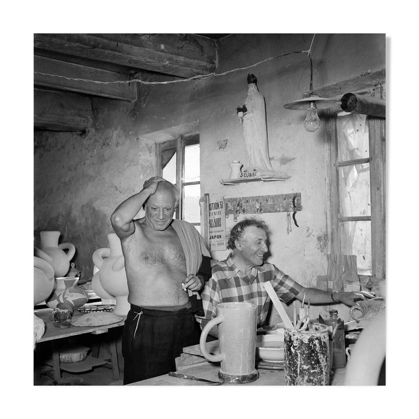 Photography, "Pablo Picasso and Marc Chagall", Gordes, 1948 / 15 x 15 cm