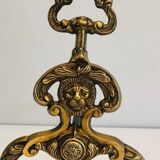 Pair of neoclassical andirons in bronze and wrought iron
