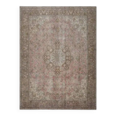 1970s Vintage Persian Handmade Wool Cotton Pink Area Rug 294x388