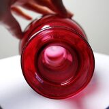 Small carafe, glass/crystal, antique ruby glass, engraved, 19th-20th century.