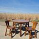 Brutalist set solid oak round dining table 4 chairs Depuydt Belgium