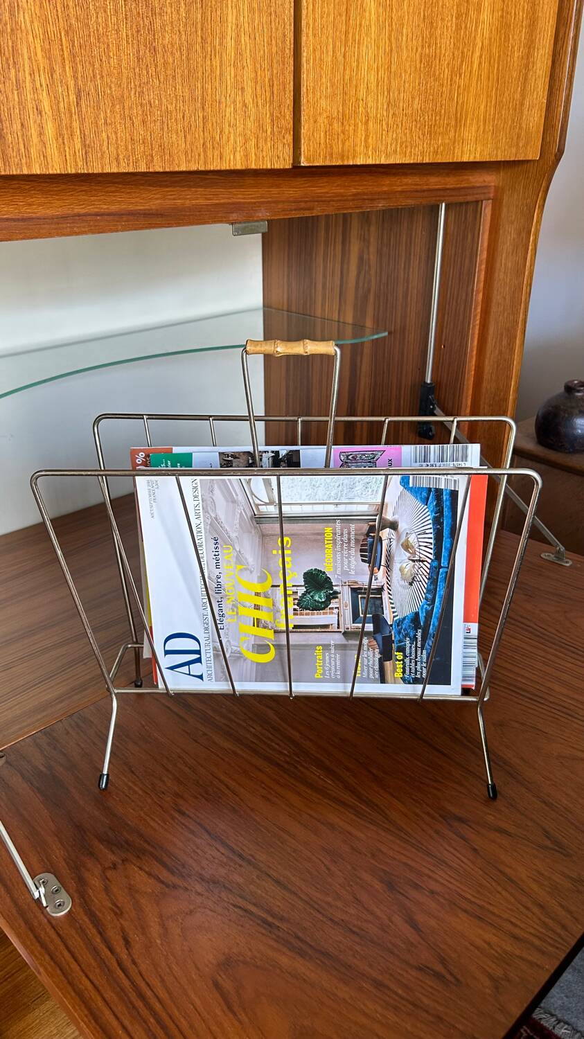 Vintage gold metal magazine rack