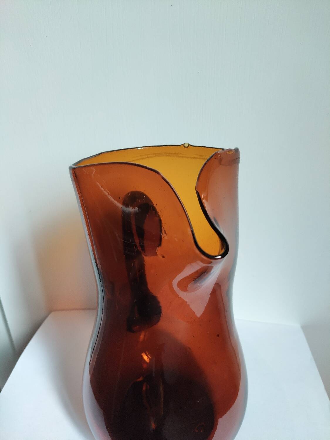 Vintage amber blown glass pitcher – Biot style – 1960s/70s