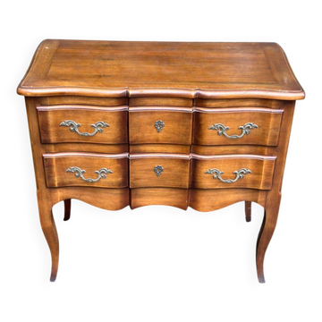 Louis XV console commode in solid wood, bow-shaped from the 19th century.
