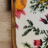 Vintage gold metal flowers tray