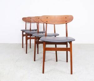 Farstrup teak wooden chairs with new skai, 1960s