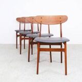 Farstrup teak wooden chairs with new skai, 1960s
