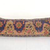 Turkish blue oushak rug pillow copper cover