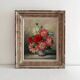 Peinture ancienne tableau huile sur toile fleurs dahlias 