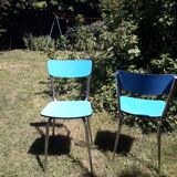 Paire de chaises en formica bleue vintage