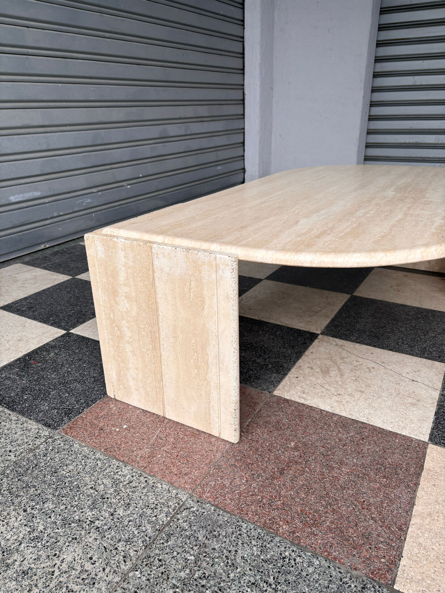Vintage coffee table in travertine