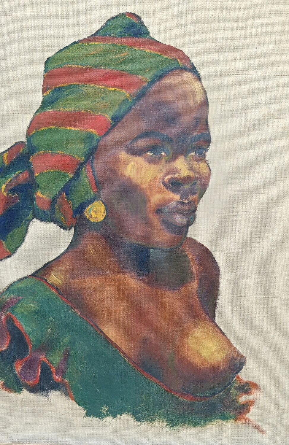 Orientalist portrait of an African woman by stone Alauzun 1950s