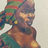 Orientalist portrait of an African woman by stone Alauzun 1950s