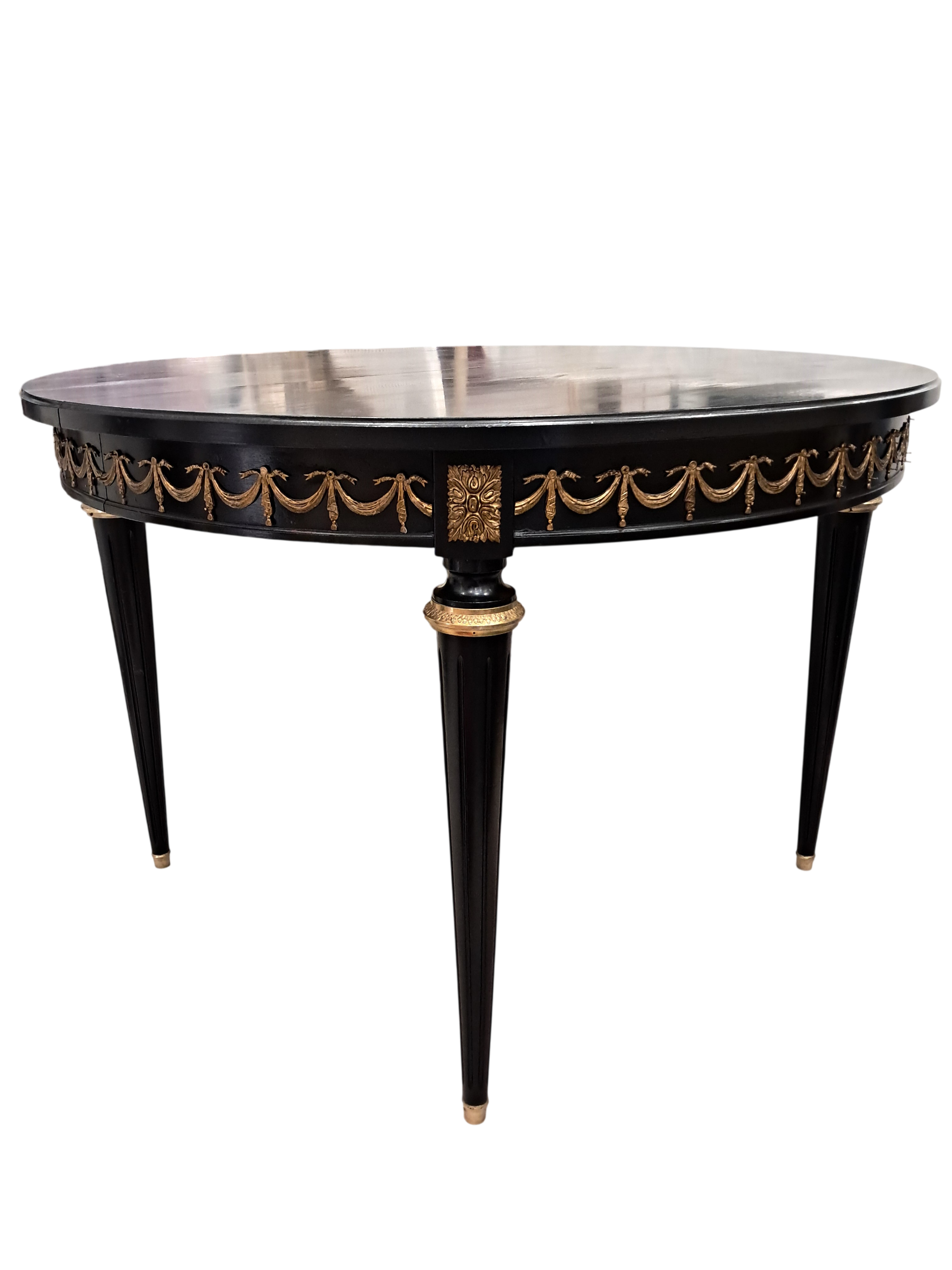 Table ancienne patinée noire style Louis XVI