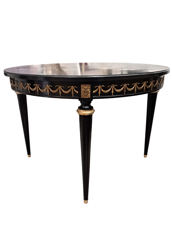 Table ancienne patinée noire style Louis XVI
