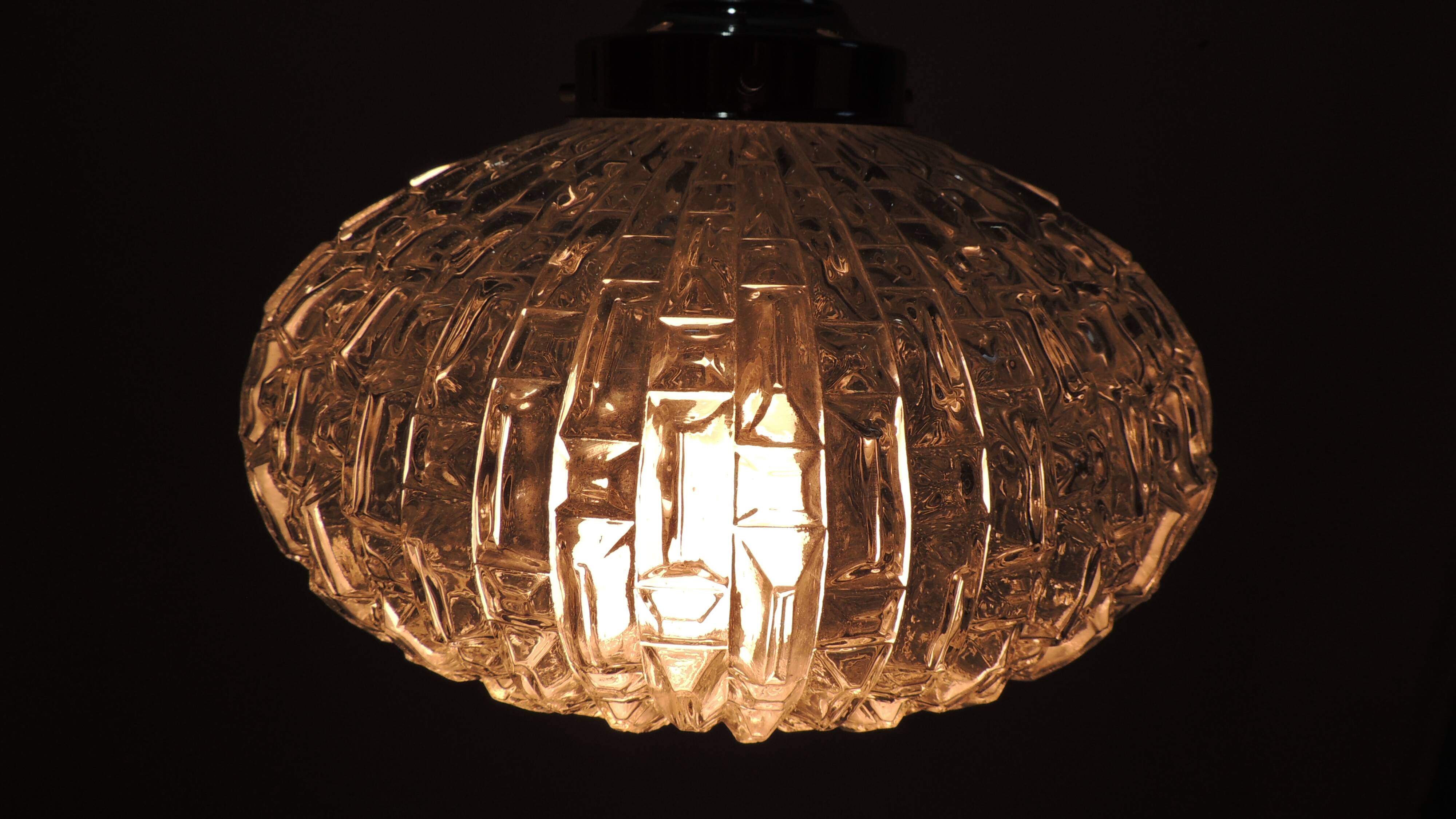 1970s vintage cut glass suspension – retro design ball lamp – L
