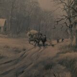 Don Vaughan - huile canvas - cadre bois , signature bas gauche . Tableau L'hiver