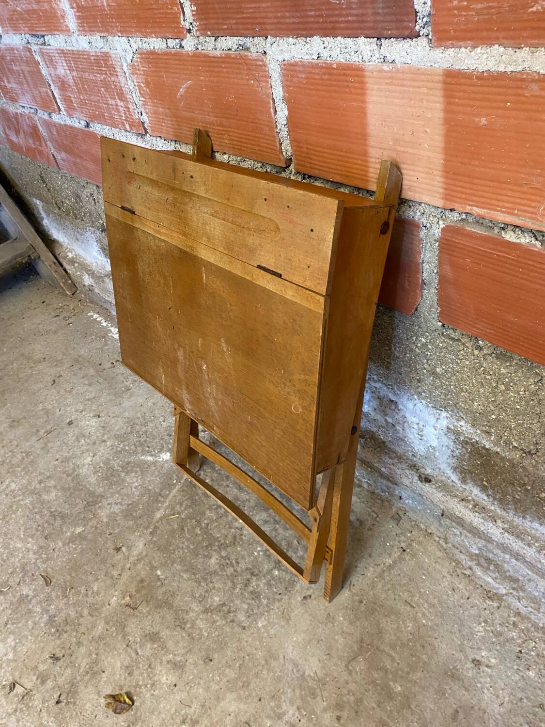 Antique children's wooden folding desk with case 50s vintage