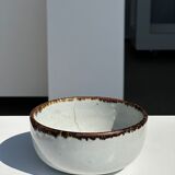 Small white glazed ceramic bowl black edges