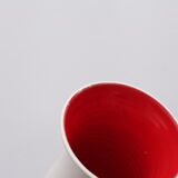 Red interior white ceramic vase