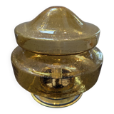 Vintage table lamp with amber bubble glass globe, Bauhaus Art Deco.