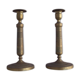 Paire de bougeoir en bronze d'époque Empire