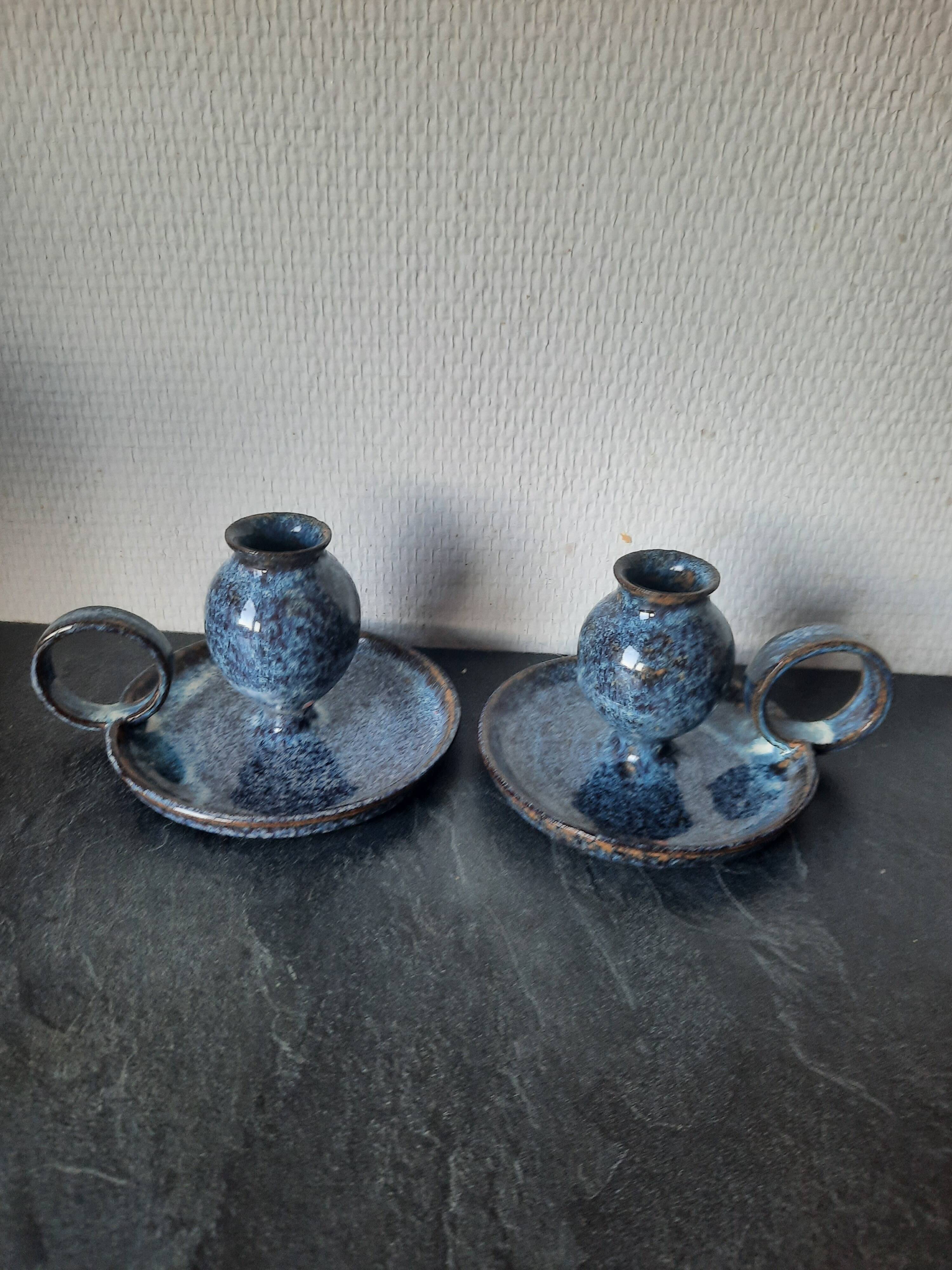 Pair of ceramic candle holders