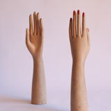 Wooden glove display mannequin hands, 1930s, set of 2.