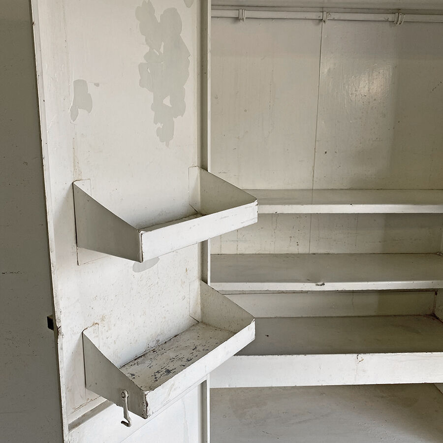 50's off-white industrial cabinet