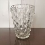 Glass vase diamond pattern in relief