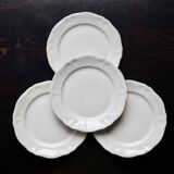 4 vintage dessert plates ivory earthenware Moulin des Loups - Marli song