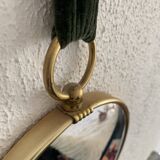 Vintage 1960 witch's eye mirror with green ribbon - 20 x 67 cm