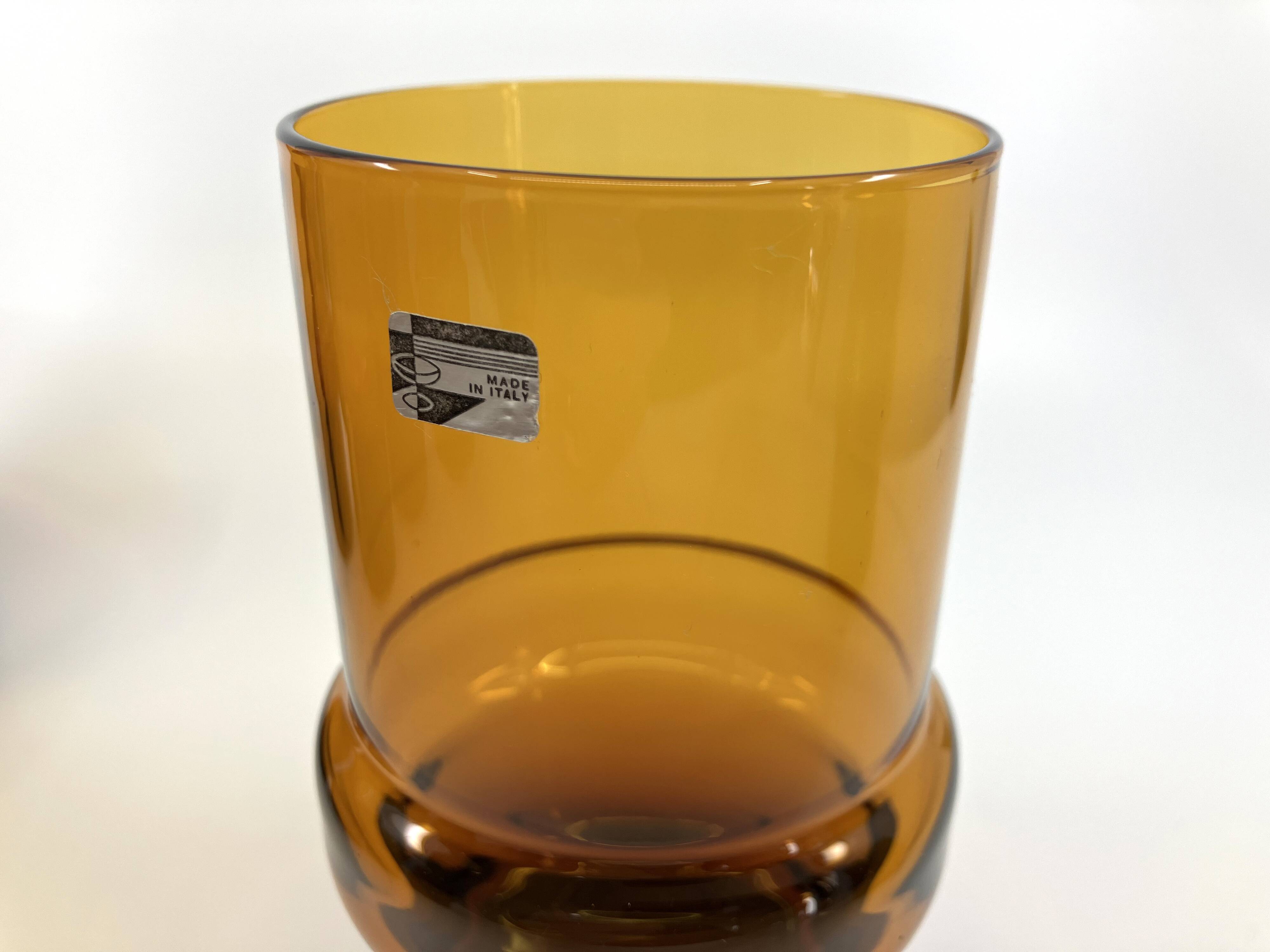 Set of 6 orangeade glasses / pitcher / ice bucket • Italy • 1970