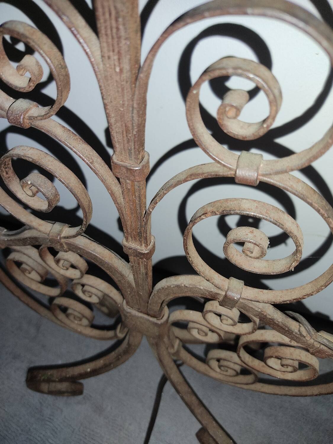 Pair of antique wrought iron lamps