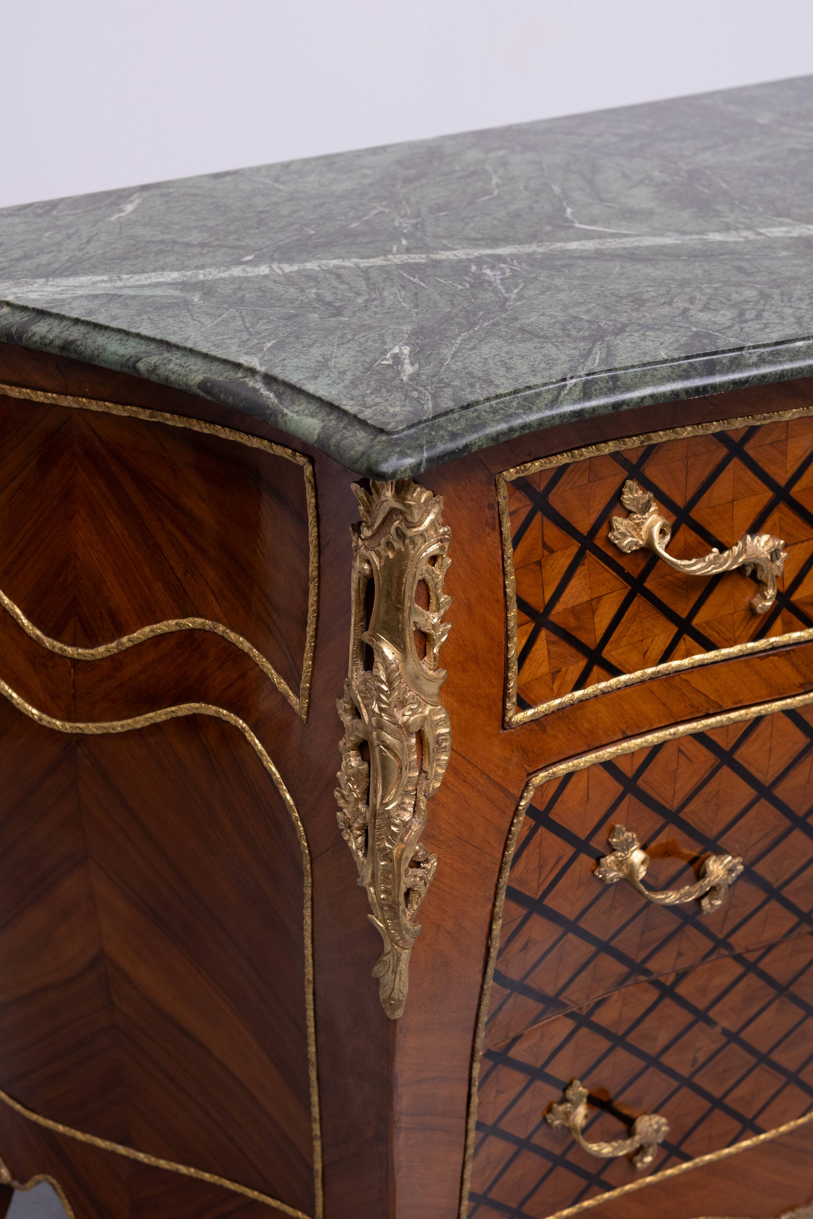 Louis XV Dutch Checkerboard Inlay Chest of Drawers, 1960s