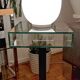 Very beautiful Marais International design pedestal table in 10mm clear glass